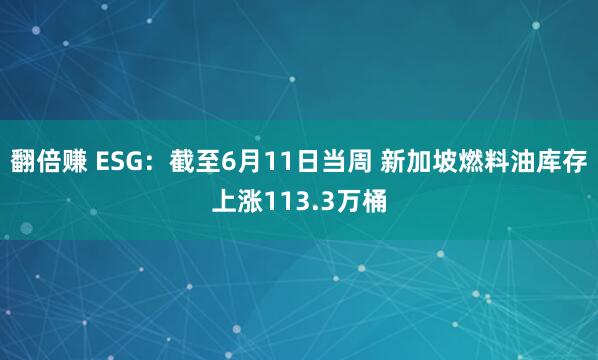 翻倍赚 ESG：截至6月11日当周 新加坡燃料油库存上涨113.3万桶