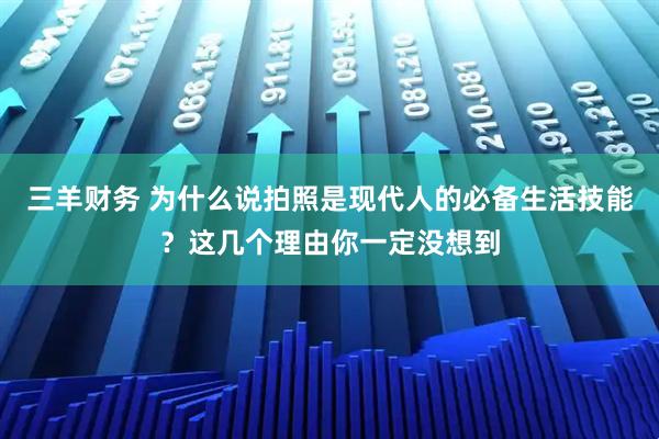 三羊财务 为什么说拍照是现代人的必备生活技能？这几个理由你一定没想到
